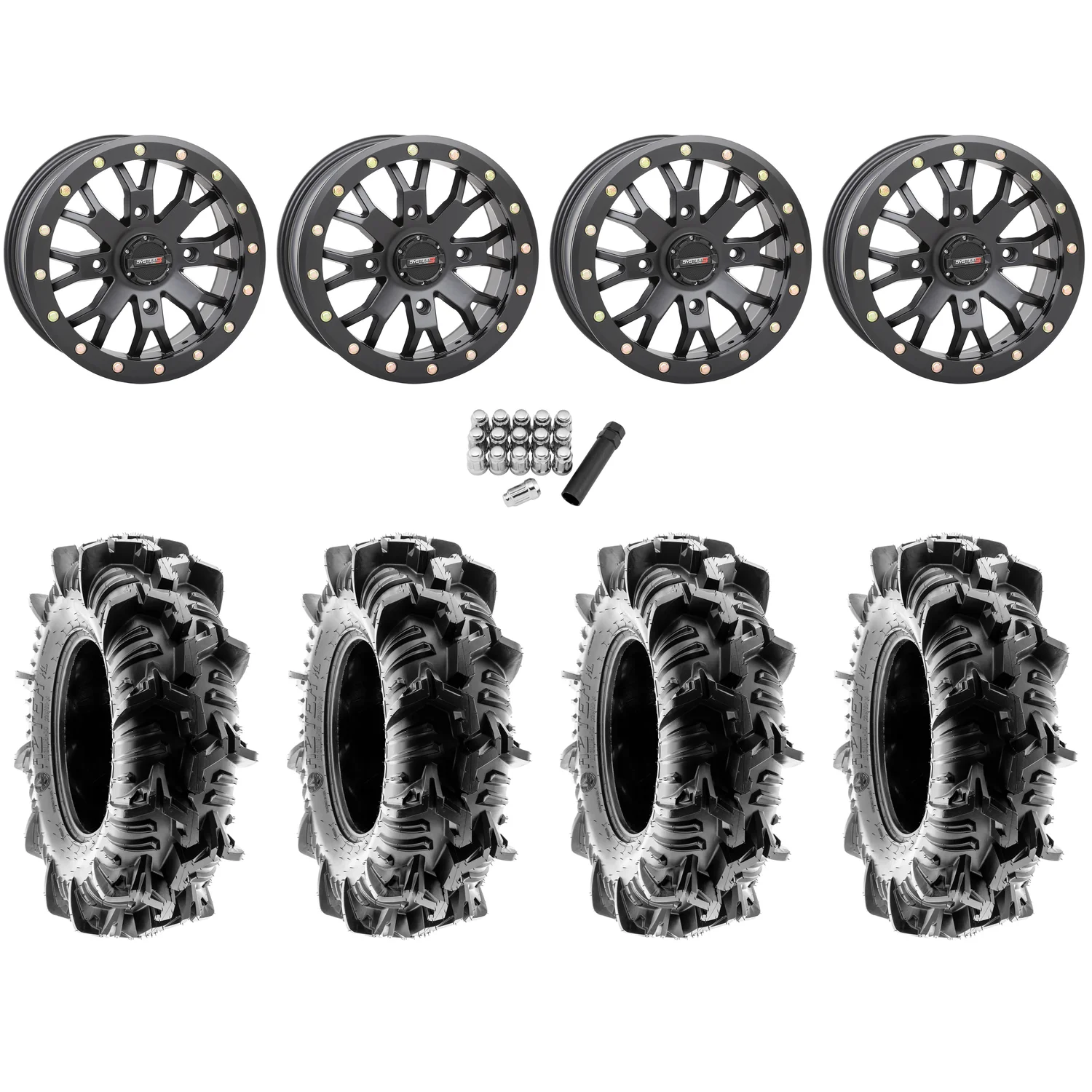 ティア Terache Aztex XL 32x9-14 (8ply) Tires on System 3 Offroad ST-3